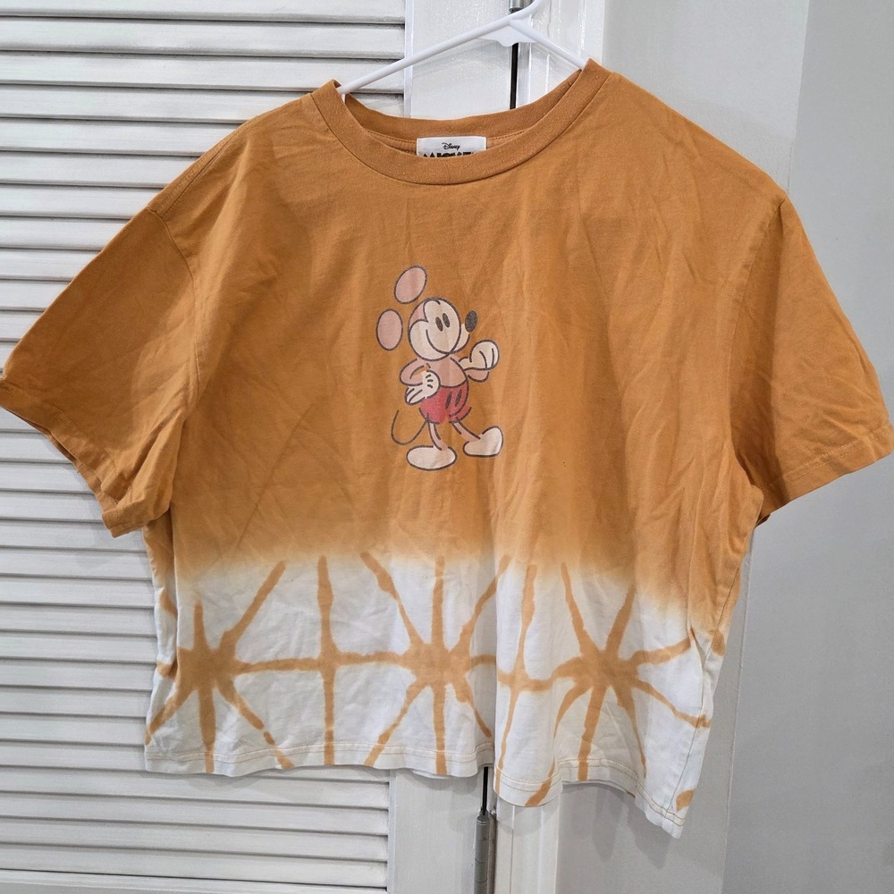 Womens Disney Mickey & Friends Genuine Mousewear Cropped Yellow/White T-Shirt XL